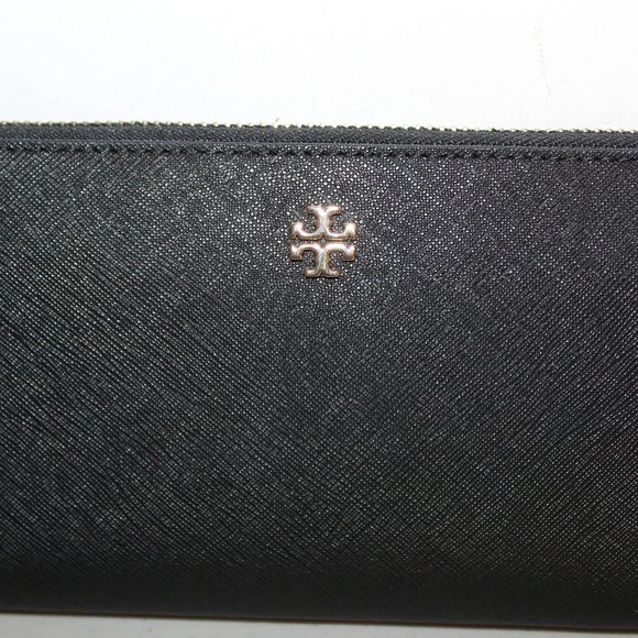 NWT TORY BURCH EMERSON ZIP CONTINENTAL WRISTLET BLACK CLUTCH BAG $278 - Picture 5 of 7